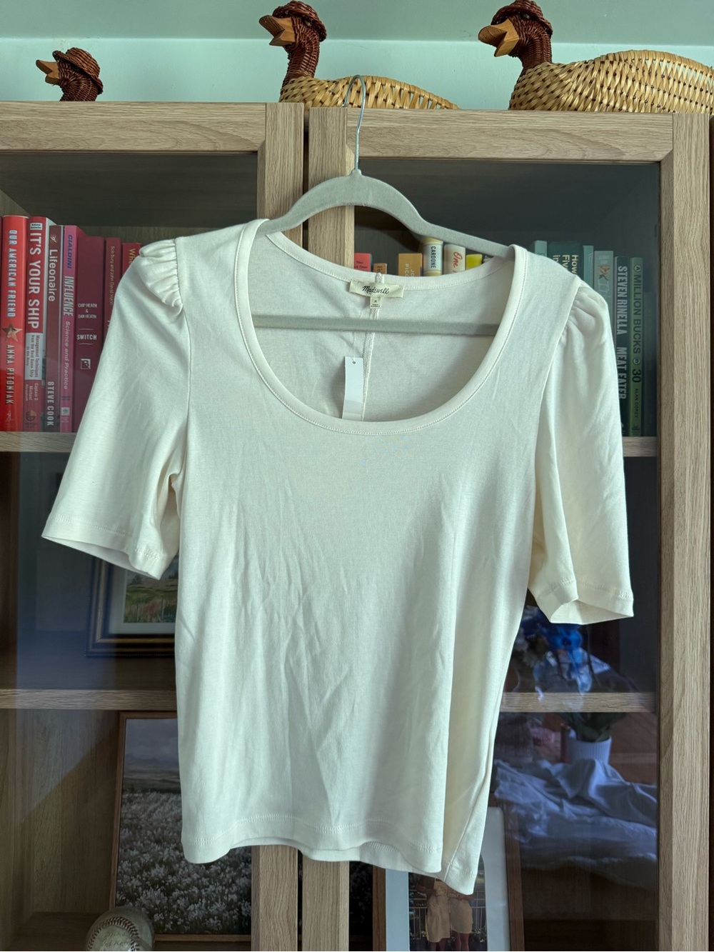 Madewell NWT Women’s Cream Scoop Neck Short Sleeve Top